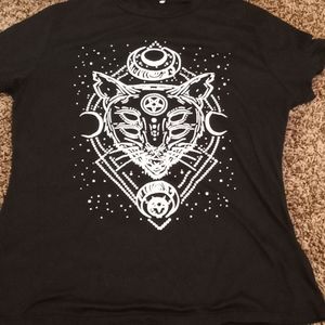 Wiccan witch goth cat shirt large